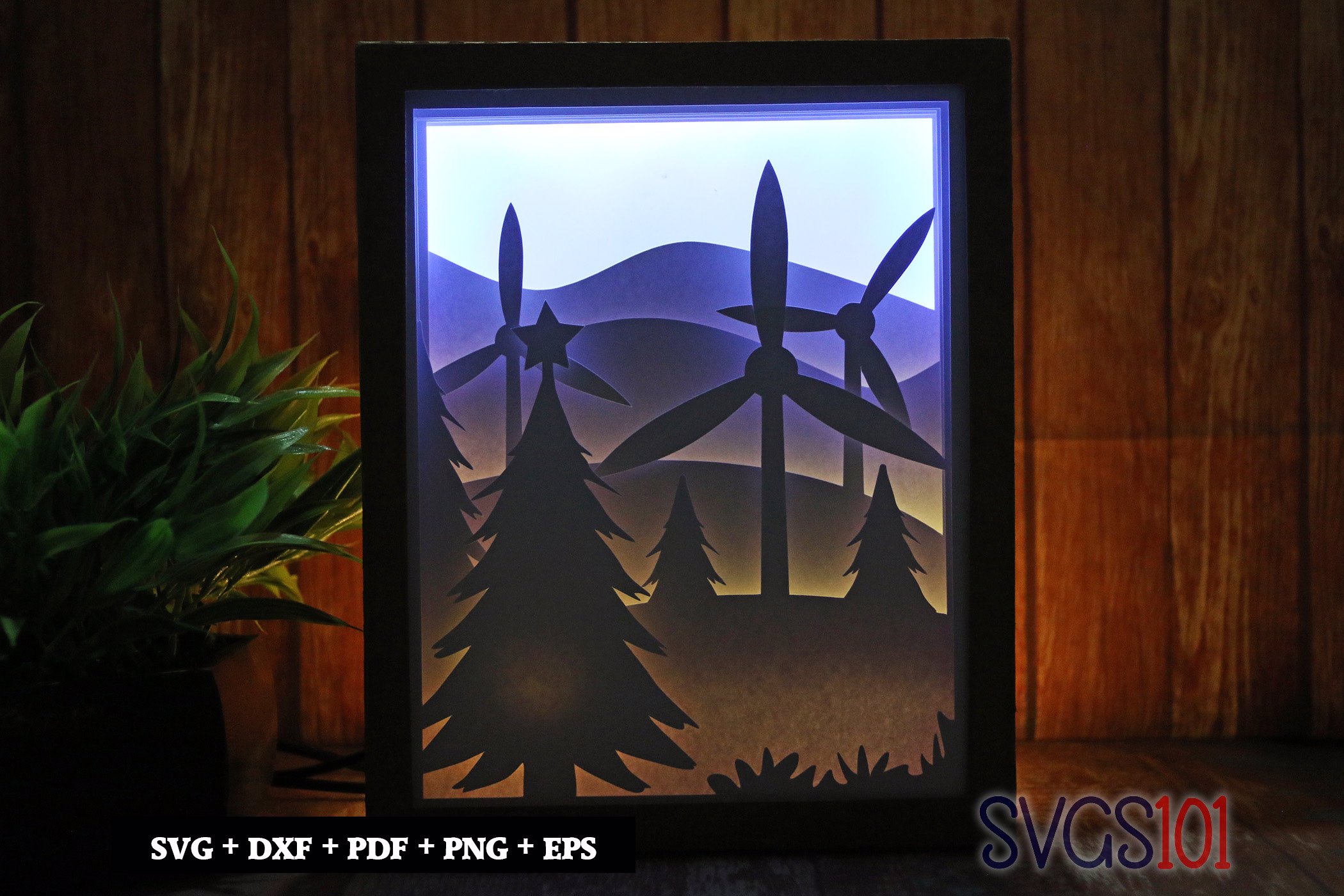 Wind Energy Paper 3D Shadow Box SVG 8x10