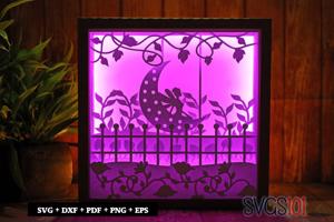 Fairy Sitting on Moon DIY Shadow Box Light Box 8x8, 12x12