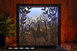 Riding Horse in Jungle LED Light Box Shadow Box Square 8x8, 12x12