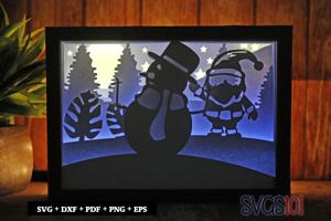 Santa with Snowman DIY Shadow Box Light Box 5x7