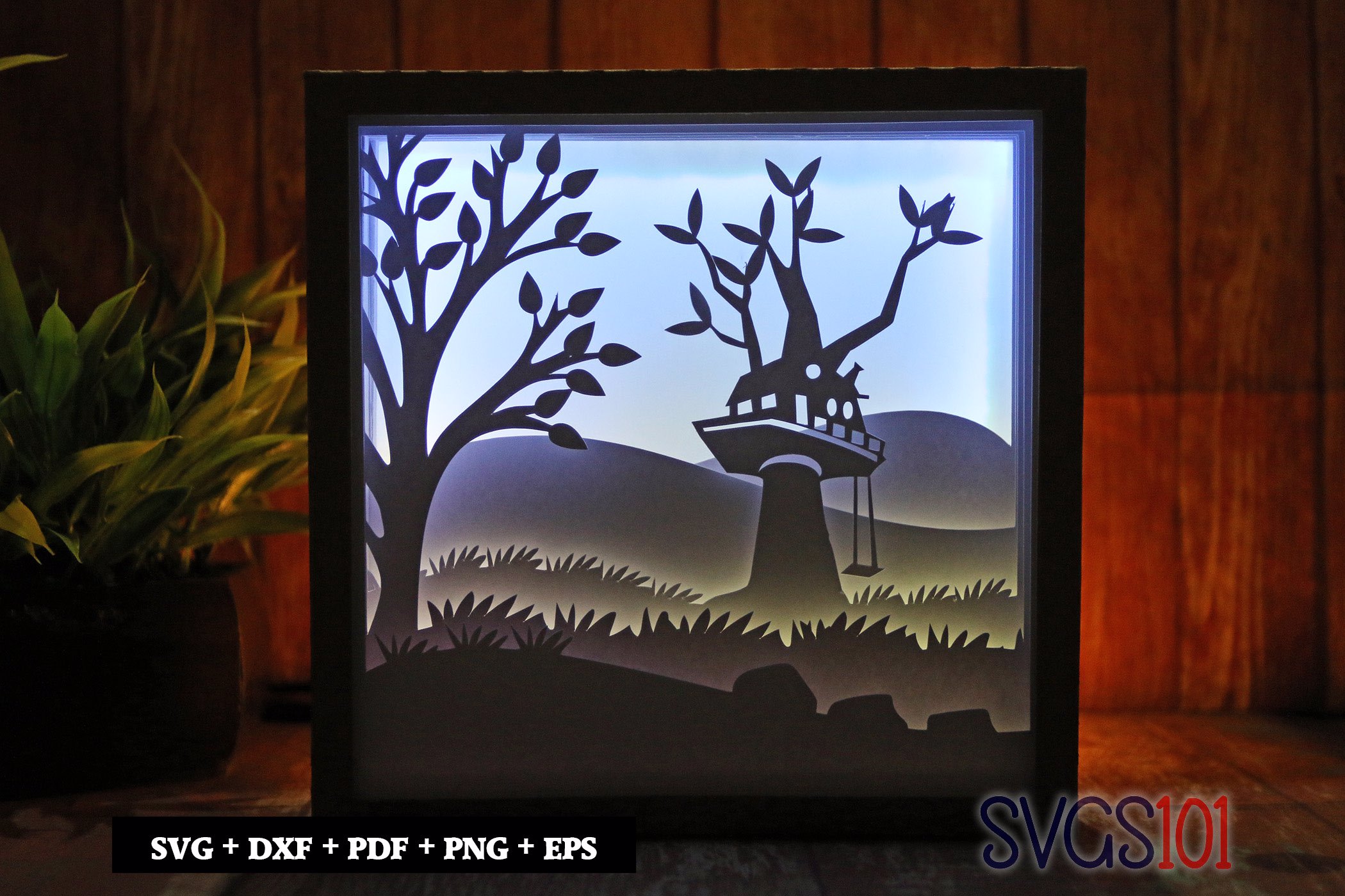 Big Tree House LED Light Box Shadow Box Square 8x8, 12x12