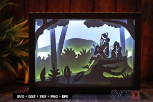 Alone Girl Sitting on Rock DIY Shadow Box Light Box 5x7