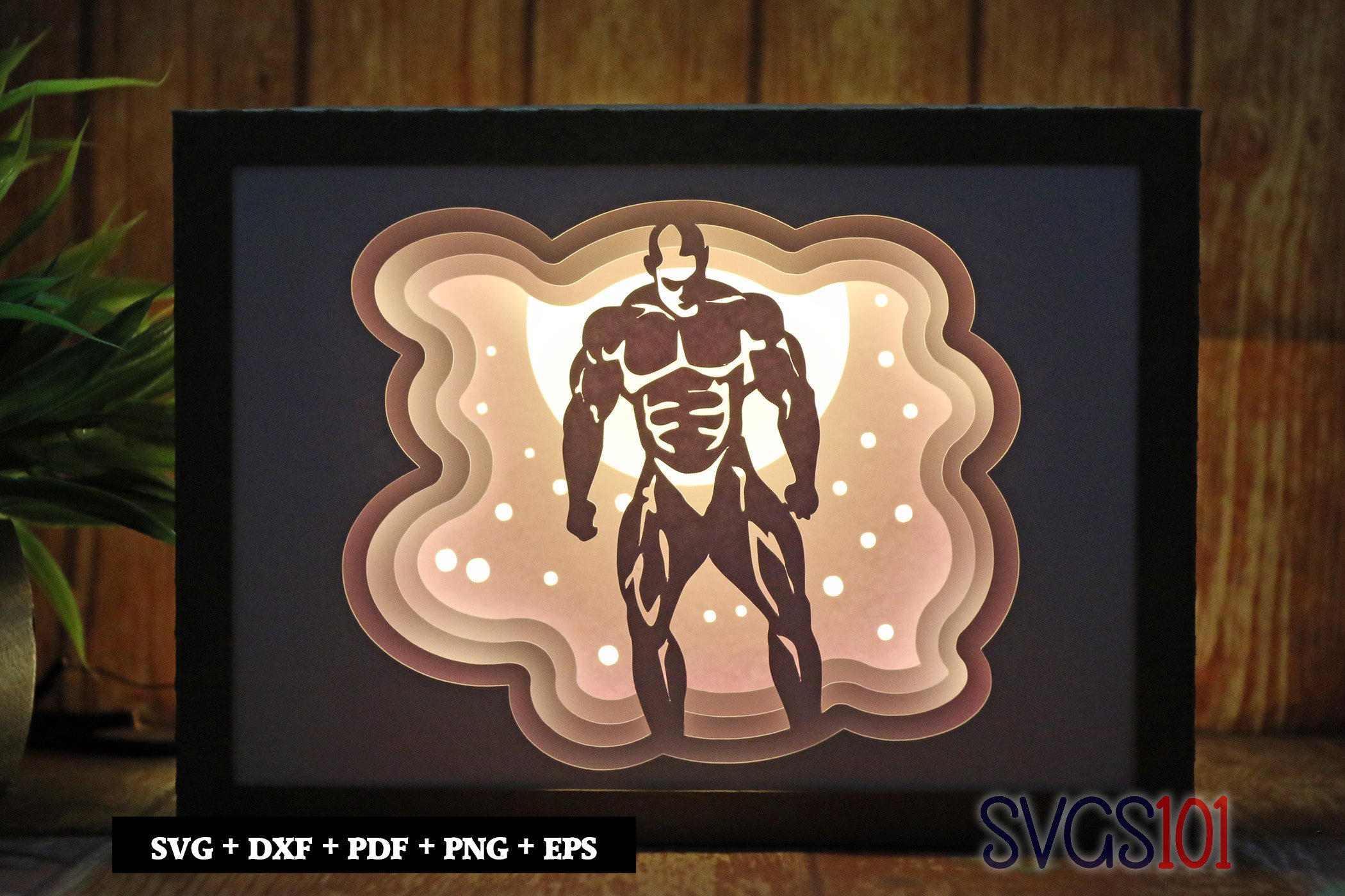 Body Building Person DIY Shadow Box Light Box 5x7