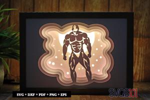 Body Building Person DIY Shadow Box Light Box 5x7
