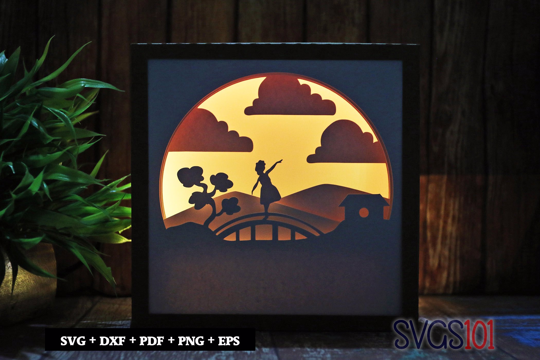 Girl Dancing Happy LED Light Box Shadow Box Square 8x8, 12x12