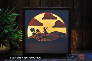 Girl Dancing Happy LED Light Box Shadow Box Square 8x8, 12x12