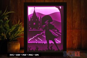 Girl Playing Violin Paper 3D Shadow Box SVG 8x10