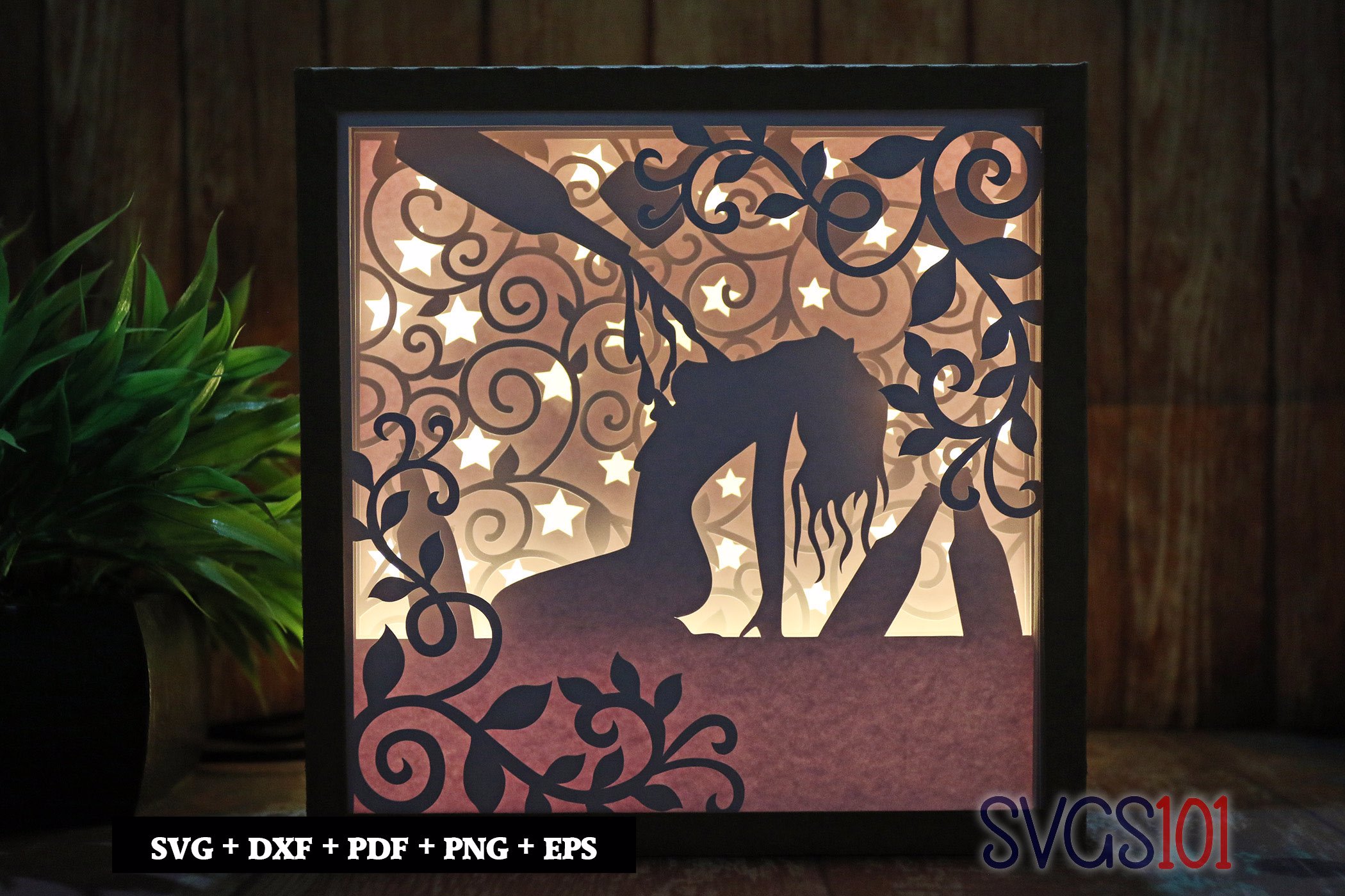 Girl Posing Paper 3D Shadow Box SVG 8x8 12x12