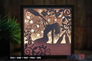 Girl Posing Paper 3D Shadow Box SVG 8x8 12x12
