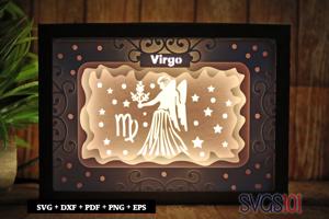 Virgo Zodiac Sign Shadow Box 5x7 Rectangle