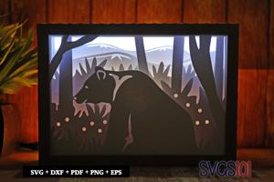 Hungry Bear Shadow Box SVG 5x7