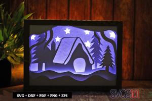 Christmas Night Scene Light Box SVG 5x7 Landscape