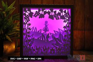 Cute Girl Walking Paper 3D Shadow Box SVG 8x8 12x12