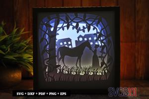 Girl with beautiful Horse Paper 3D Shadow Box SVG 8x8 12x12