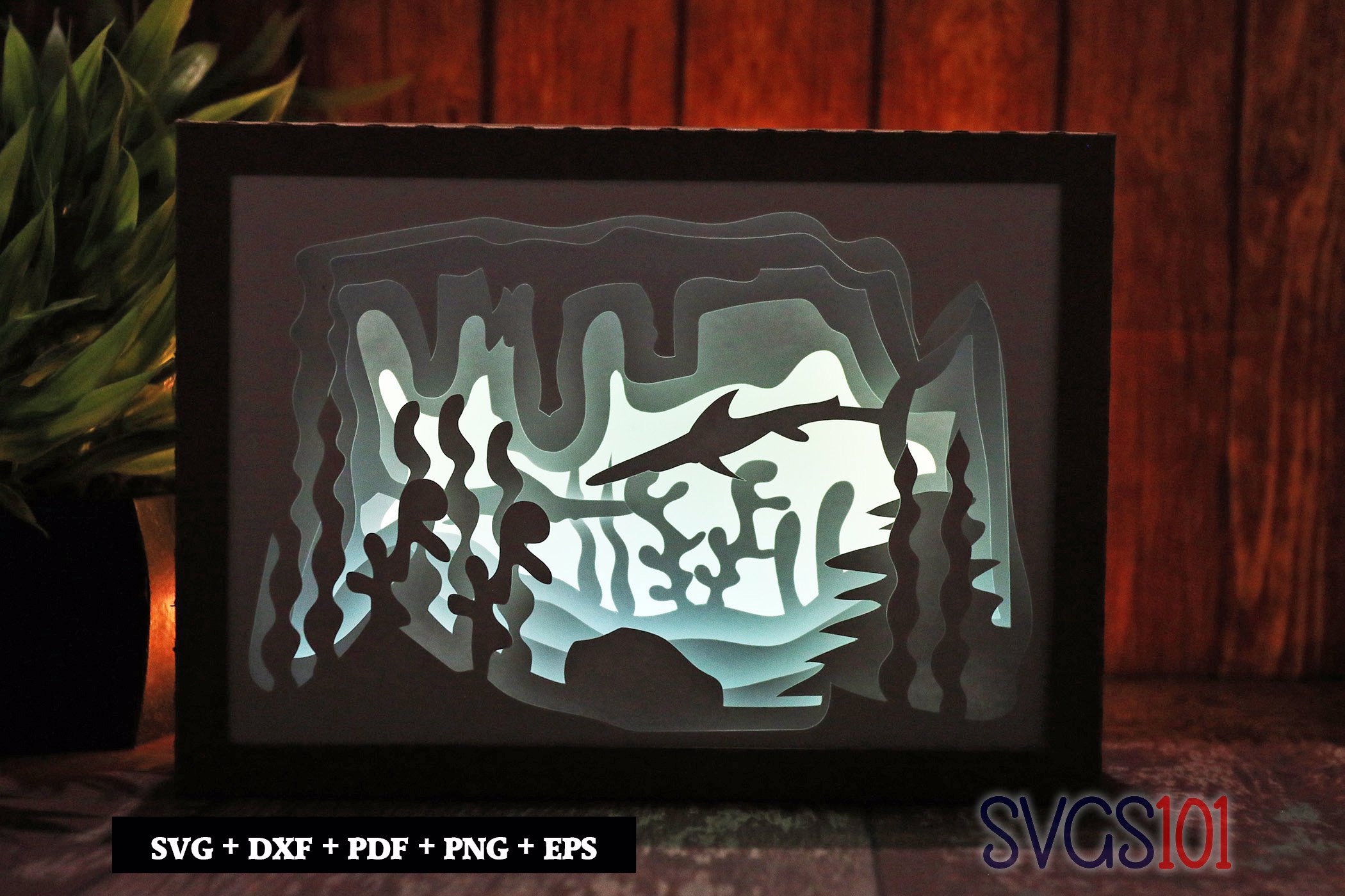 Marlin Fish Shadow Box SVG 5x7