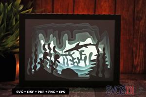 Marlin Fish Shadow Box SVG 5x7