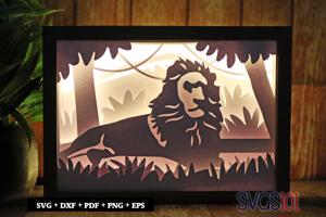 Mighty Lion Shadow Box SVG 5x7