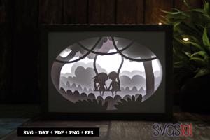 Couple on Tree Swing DIY Shadow Box Light Box 5x7