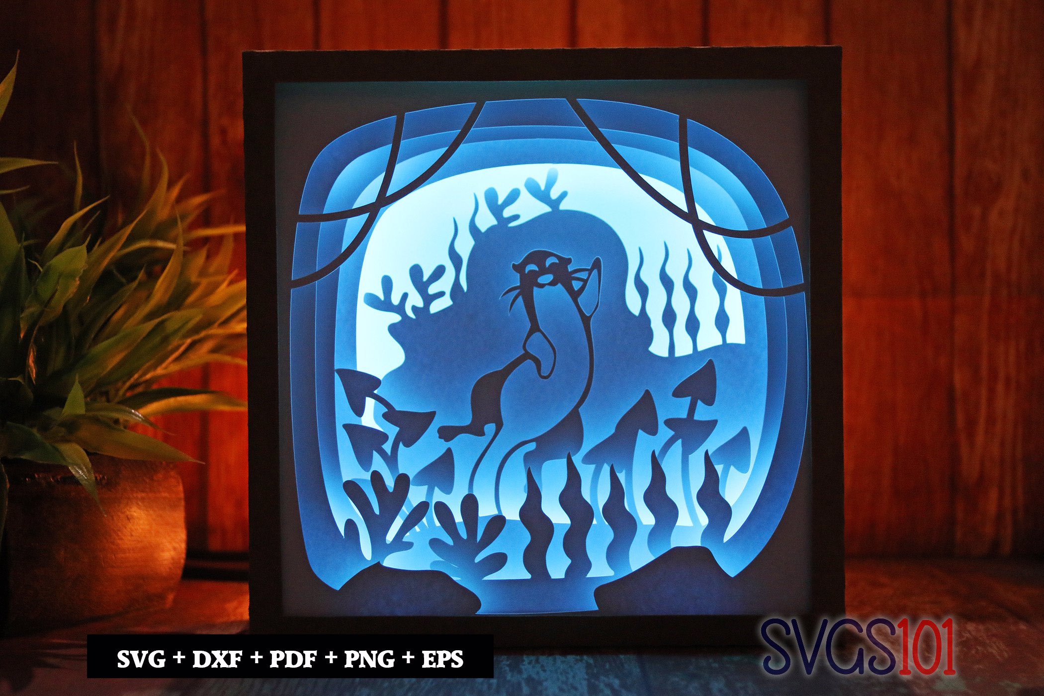 Cute Otter Shadow Box Light Box 8x8, 12x12