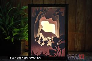 Big Fox in a Jungle Shadow Box 5x7 Rectangle