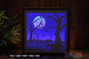 Graveyard Scene DIY Shadow Box Light Box 8x8, 12x12