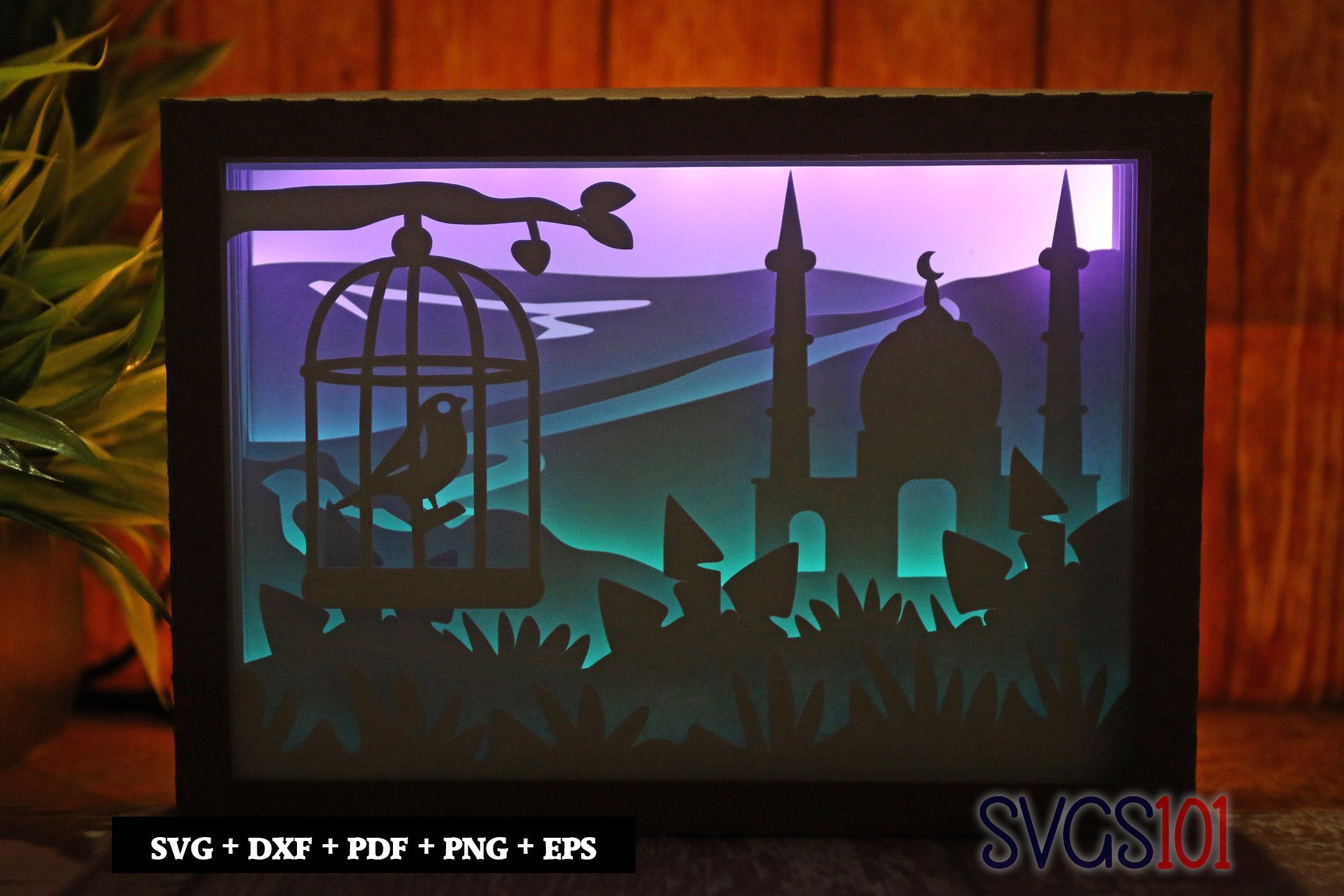 Bird in Cage Shadow Box SVG 5x7