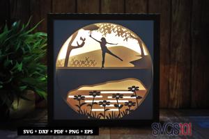 Girl Dancing with Umbrella DIY Shadow Box Light Box 8x8, 12x12