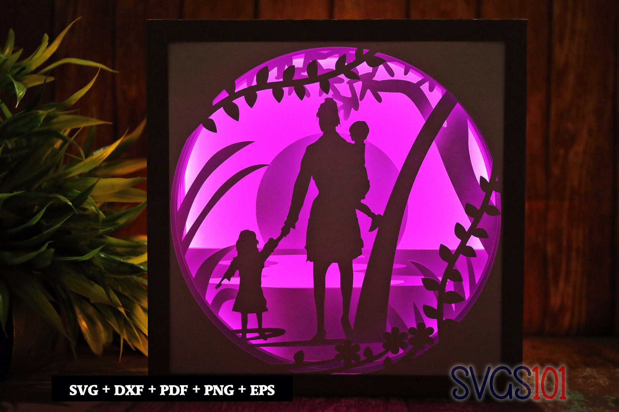 Mother and Children DIY Shadow Box Light Box 8x8, 12x12