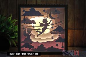 Angel with Moon Shadow Box Light Box 8x8, 12x12
