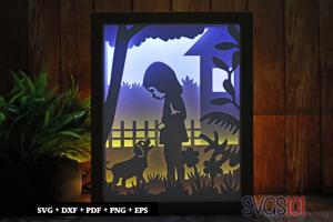 Cute Girl with Puppy Light Box SVG 8x10 Portrait