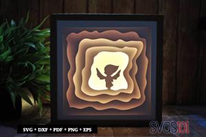 Angel with Wings DIY Shadow Box Light Box 8x8, 12x12