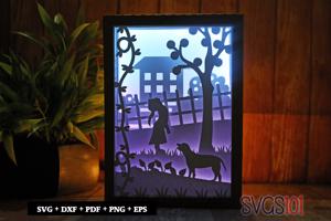 Child with her Dog Light Box SVG 5x7 Landscape