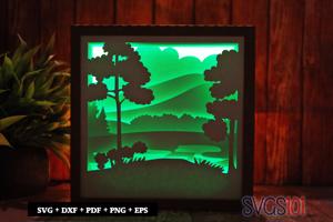 Lake Scene LED Light Box Shadow Box Square 8x8, 12x12