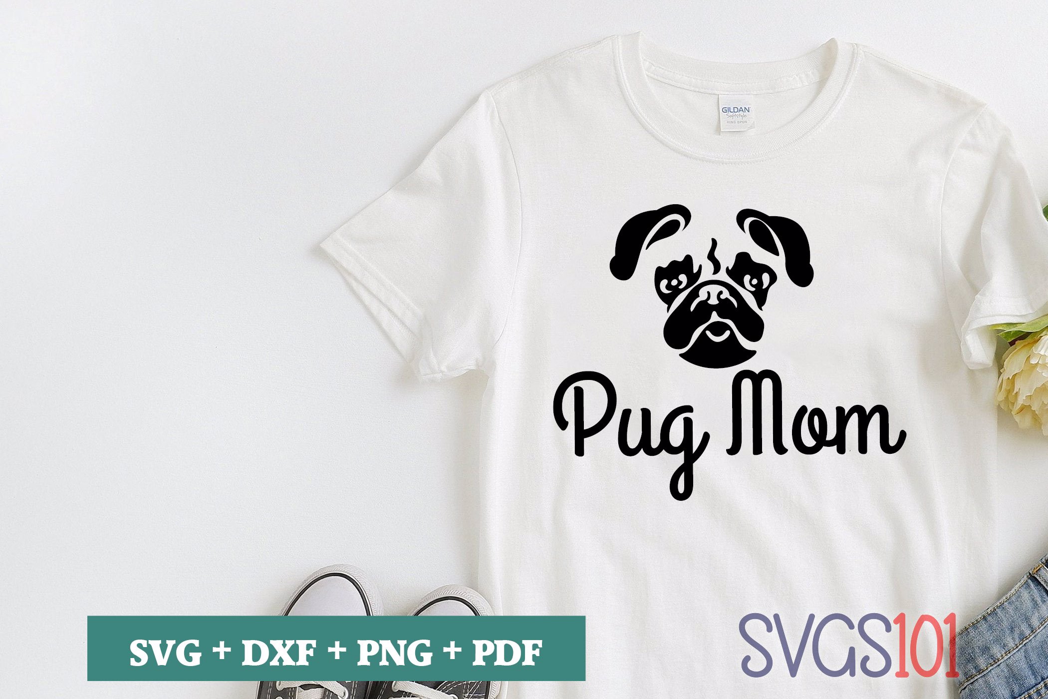 Download Pug Mom SVG Cuttable file - DXF, EPS, PNG, PDF | SVG Cutting File