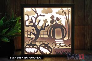 Scary Pumpkin Shadow Box Light Box 8x8, 12x12