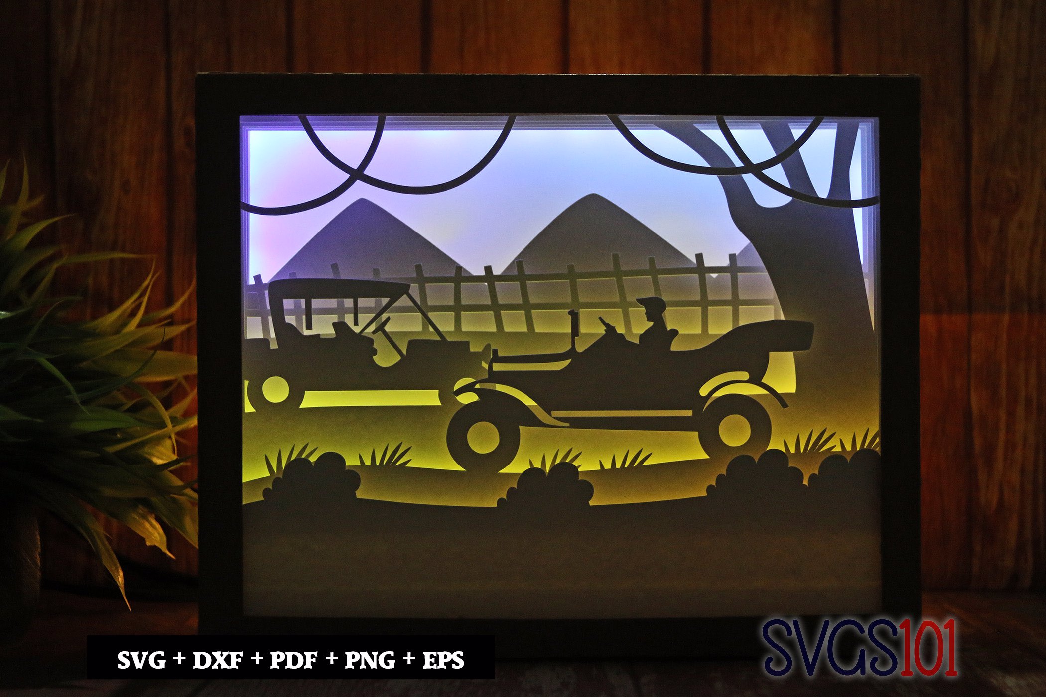 Vintage Car Shadow Box SVG 8x10