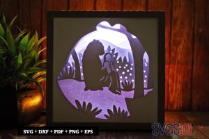 Bengal Tiger with Girl Square Shadow Box SVG 8x8 10x10 12x12