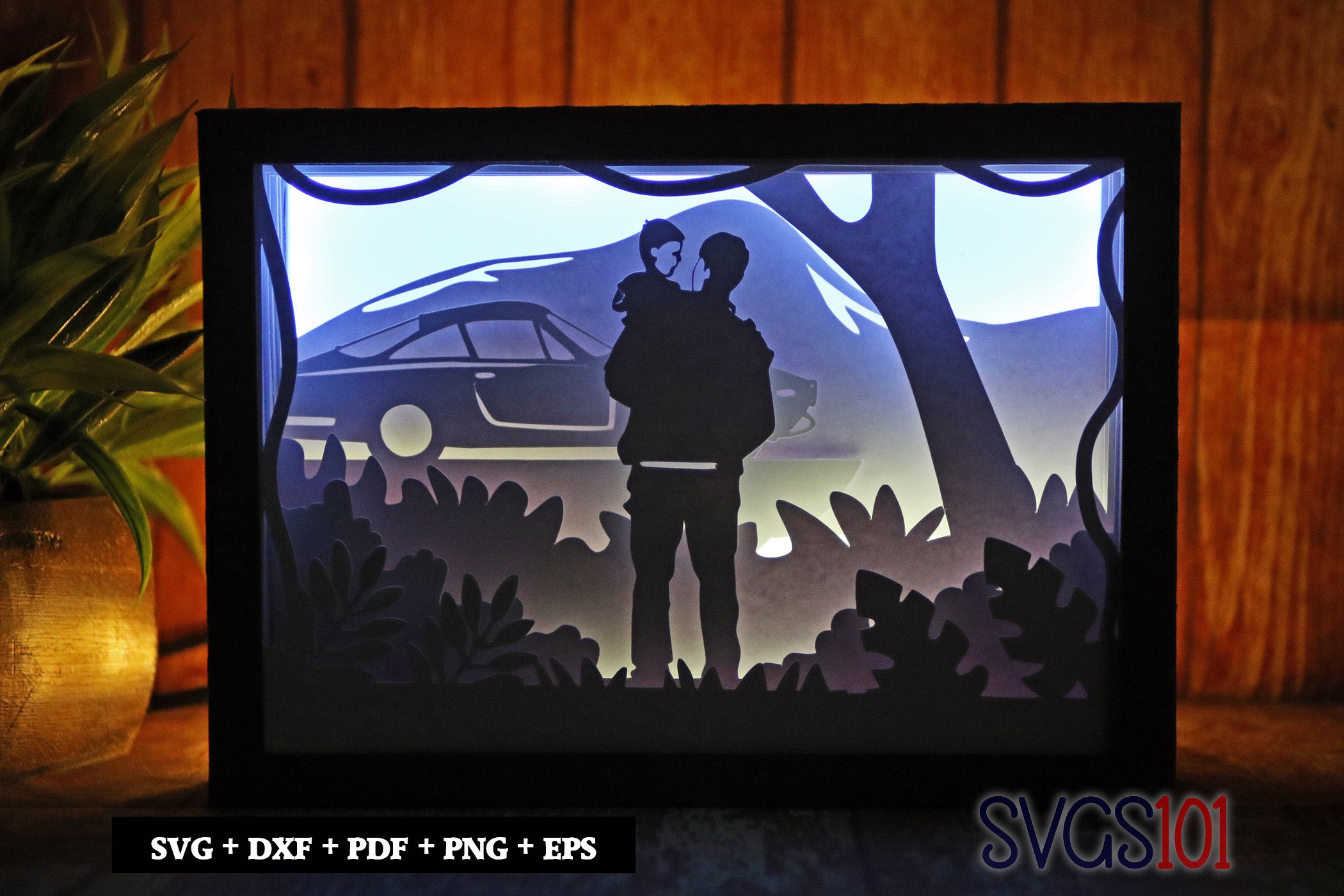 Father Holding Son DIY Shadow Box Light Box 5x7