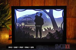 Father Holding Son DIY Shadow Box Light Box 5x7