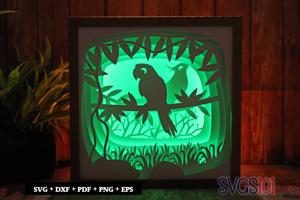 Tiny Parrot LED Light Box Shadow Box Square 8x8, 12x12