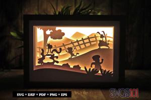 Scary Running Scene Shadow Box 5x7 Rectangle