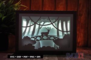 Swamp Deer on Bridge DIY Shadow Box Light Box 5x7