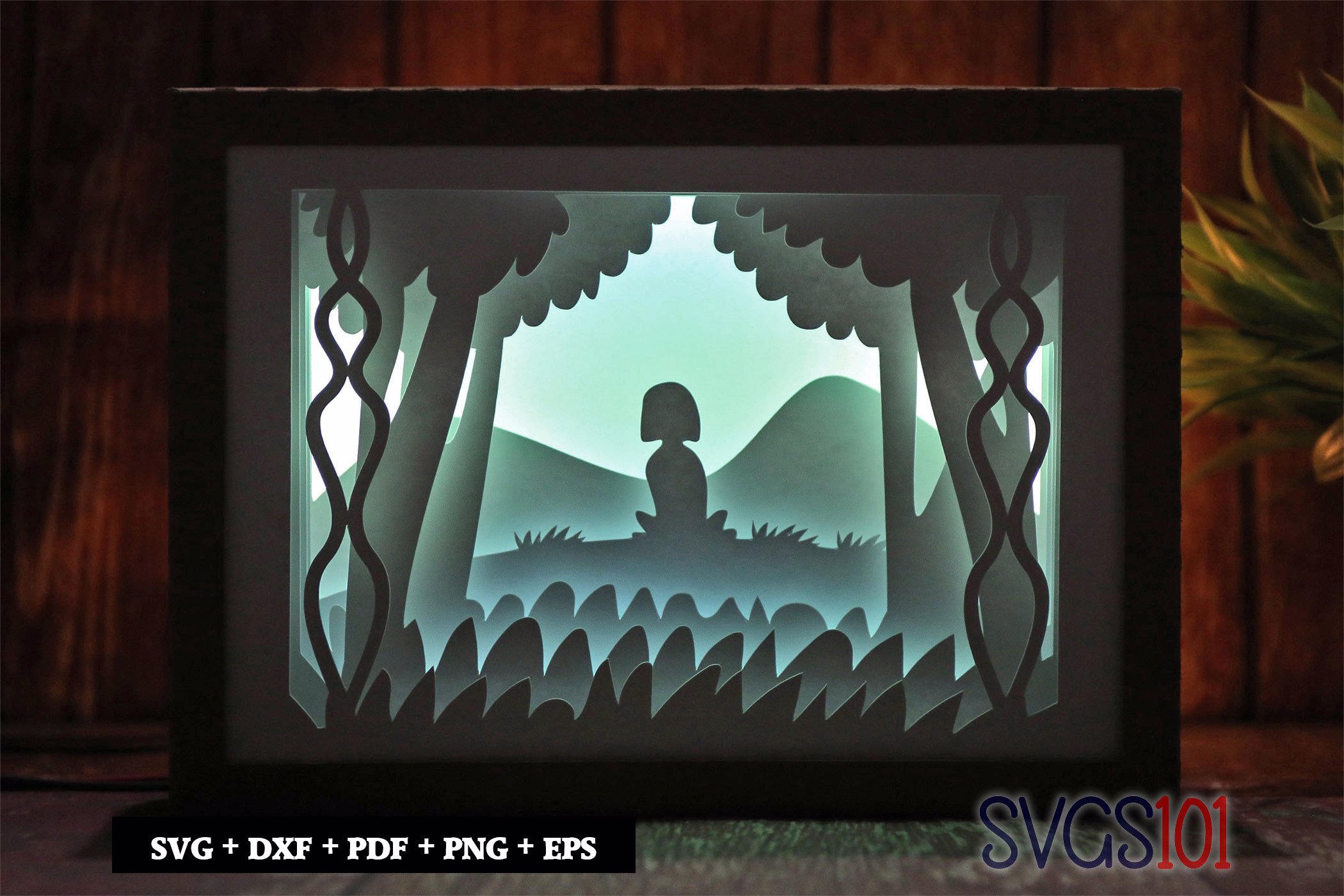 Alone Girl on Bench Paper 3D Shadow Box SVG 5x7