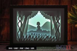 Alone Girl on Bench Paper 3D Shadow Box SVG 5x7