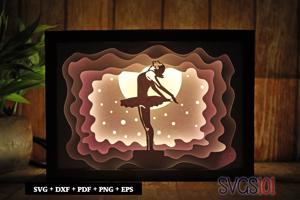 Ballerina Girl Dancing Paper 3D Shadow Box SVG 5x7