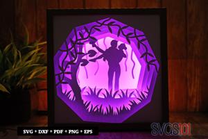 Adorable Couple Paper 3D Shadow Box SVG 8x8 12x12