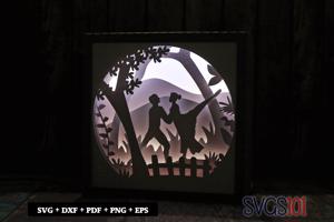 Ballet Couple Dancing DIY Shadow Box Light Box 8x8, 12x12