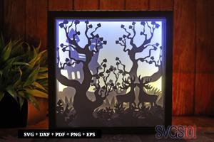 Reindeers in Love Shadow Box Light Box 8x8, 12x12
