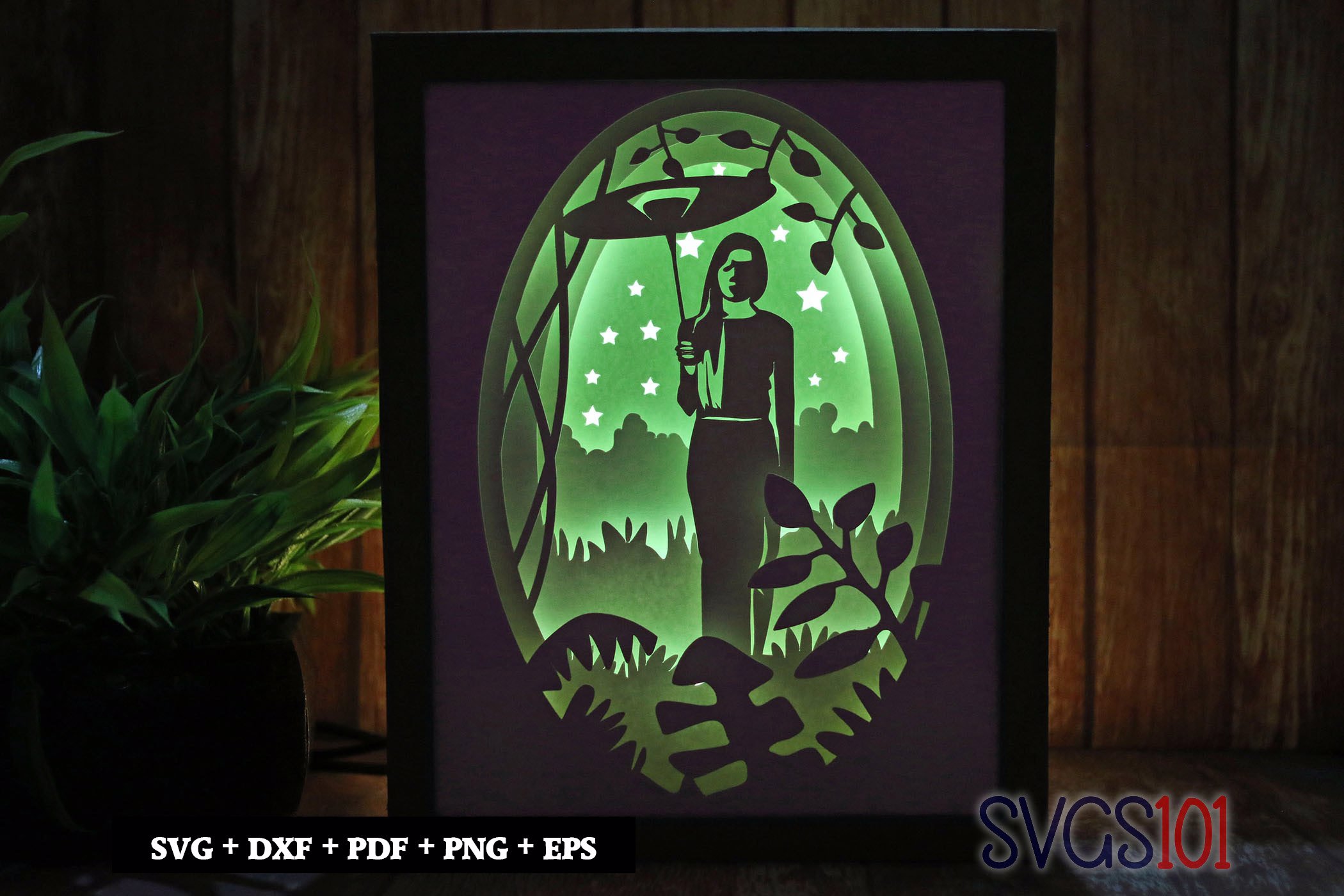 Women Holding Umbrella DIY Shadow Box Light Box 8x10