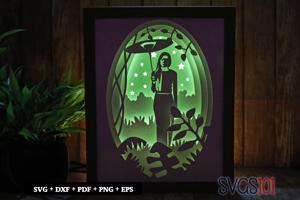 Women Holding Umbrella DIY Shadow Box Light Box 8x10
